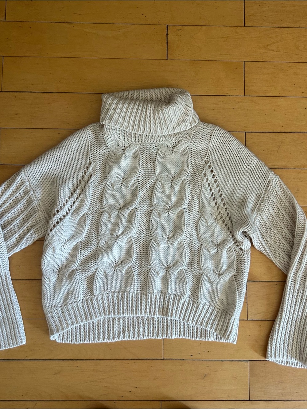 moon & madison Cream Cable Turtleneck Sweater
